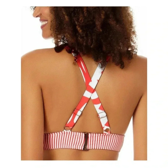 Anne Cole Women's Coastal Palm Printed Cross Back Bikini Top Swimsuit XS nwt 003 - Picture 3 of 3